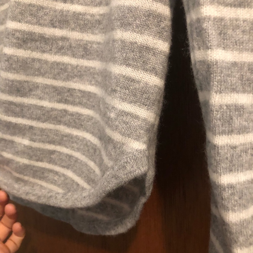 Philosophy Gray and White Striped Cashmere Sweater - Picture 9 of 11